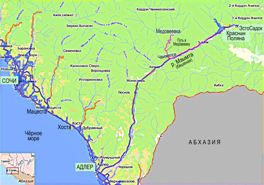 Карта Красная Поляна Медовеевка