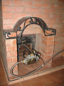 Газовая горелка для банной печи, вид из комнаты отдыха